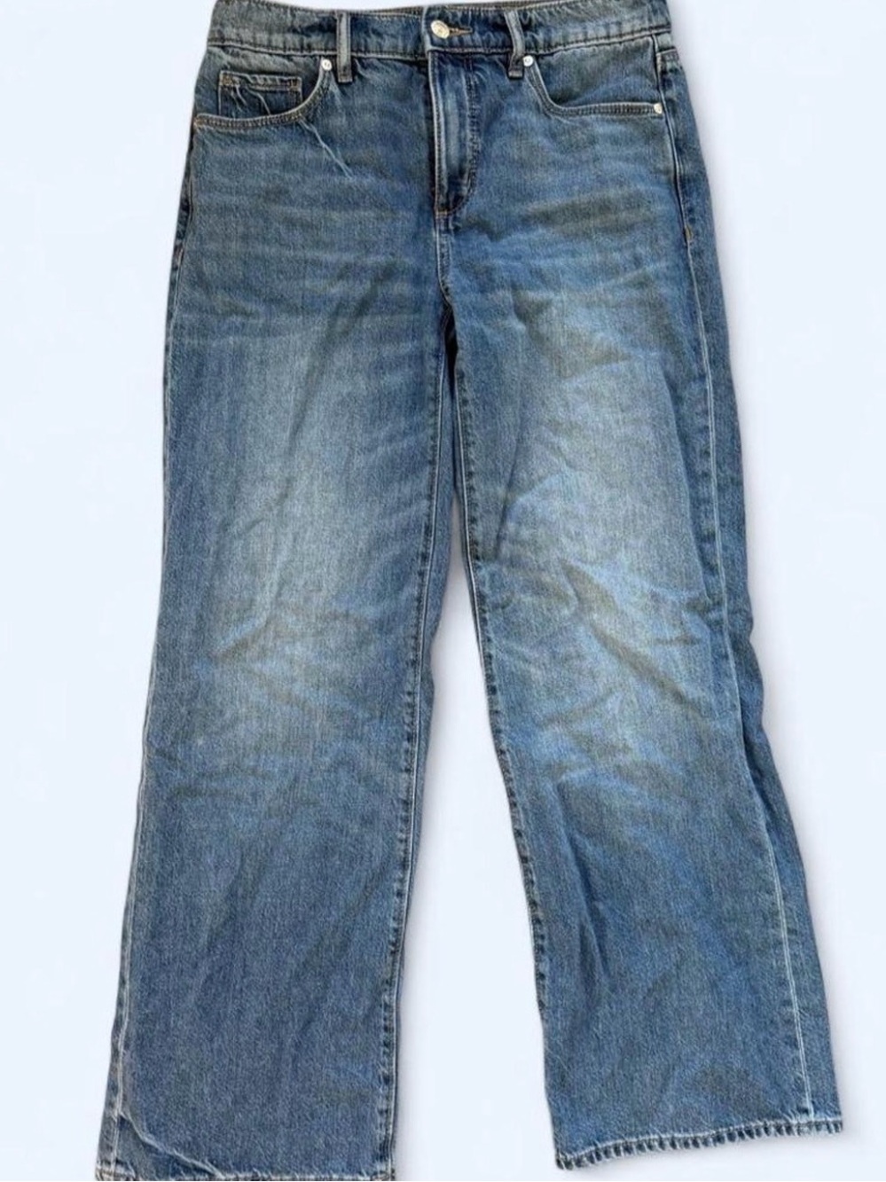 LOFT Straight-Leg Denim Jeans in Faded Blue Wash